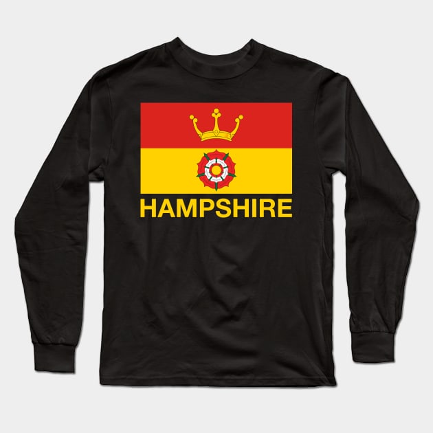 Saxon Crown and Tudor Rose Hampshire Flag Long Sleeve T-Shirt by CityNoir